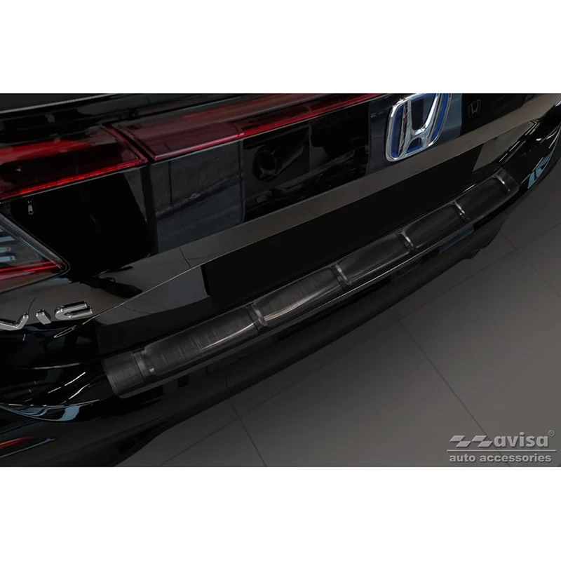 Avisa Black Stainless Steel Rear bumper protector compatible with Honda Civic XI HB 2022- 'Ribs'