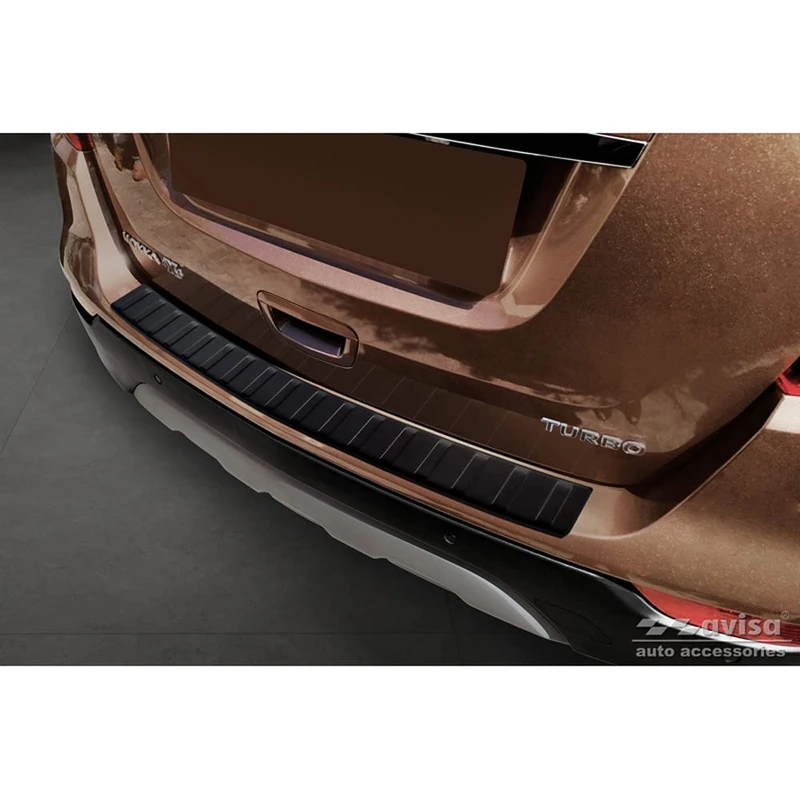Avisa Matt Black Stainless Steel Rear bumper protector compatible with Opel Mokka X 2016- 'Ribs'
