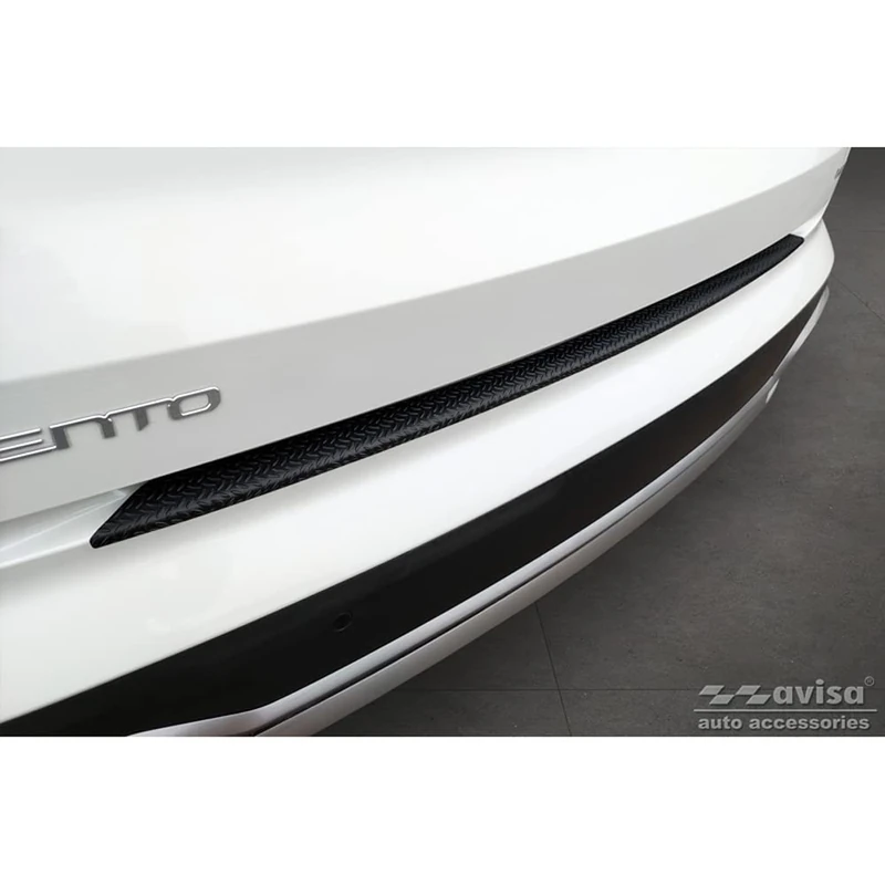 Avisa Matt Black Aluminum Rear bumper protector compatible with Kia Sorento IV 2020- 'Riffled Plate'