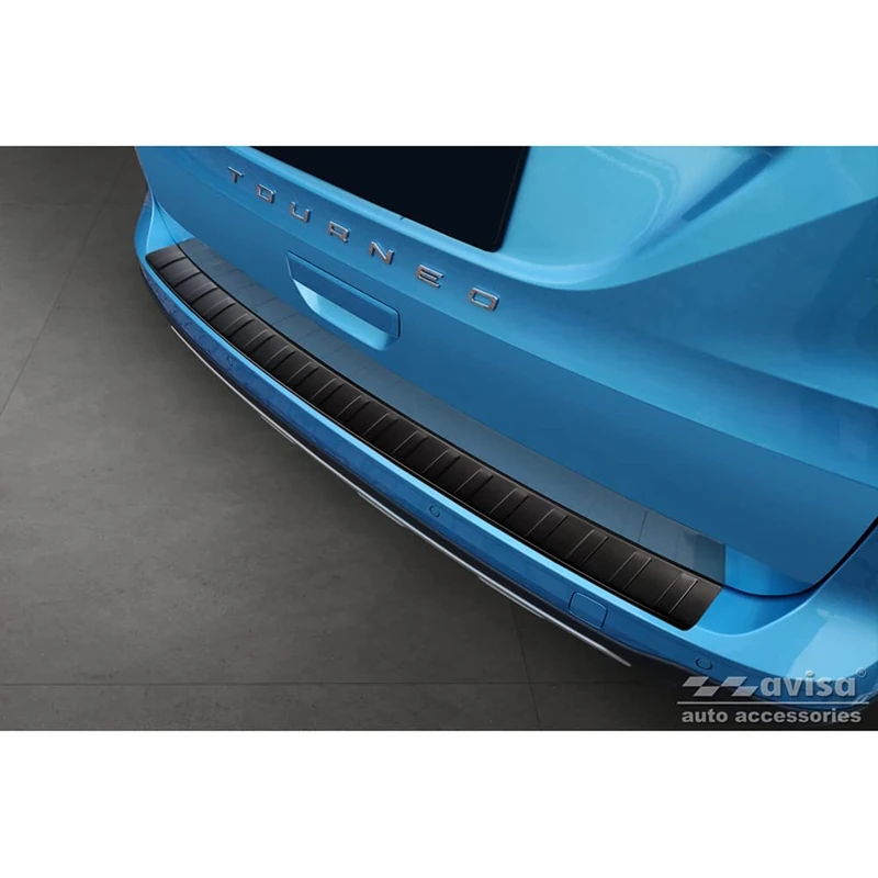 Avisa Matt Black Stainless Steel Rear Bumper Protector compatible with Ford Tourneo Connect III 2022- 'Ribs'