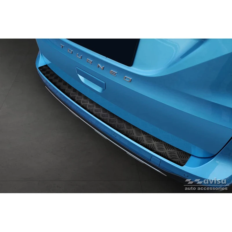 Avisa Matt Black Aluminum Rear bumper protector compatible with Ford Tourneo Connect III 2022- 'Riffled Plate' - Image 1