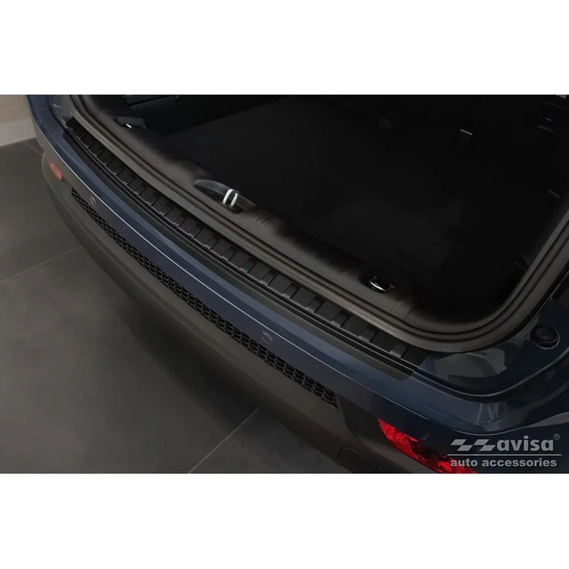 Avisa Matt Black Stainless Steel Rear bumper protector compatible with Jeep Compass 2017- 'Ribs'