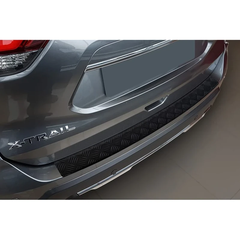 Avisa Matt Black Aluminum Rear bumper protector compatible with Nissan X-Trail III (T32) Facelift 2017-2021 'Riffled Plate'