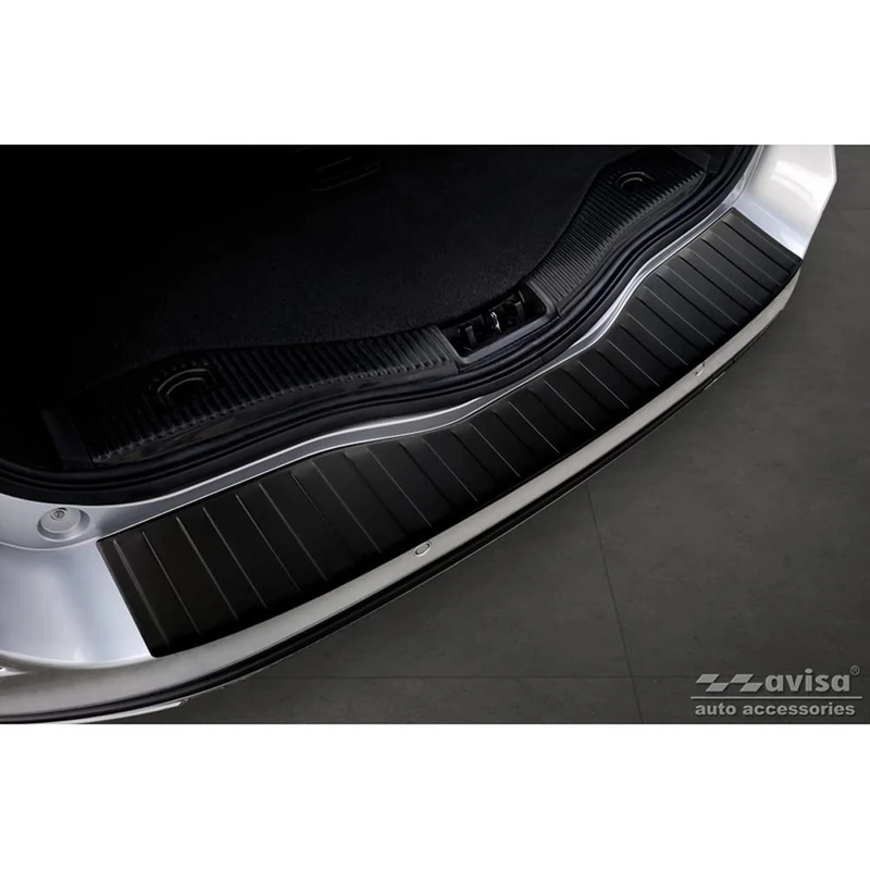 Avisa Matt Black Stainless Steel Rear bumper protector compatible with Ford Mondeo V Wagon 2014- 'Ribs'