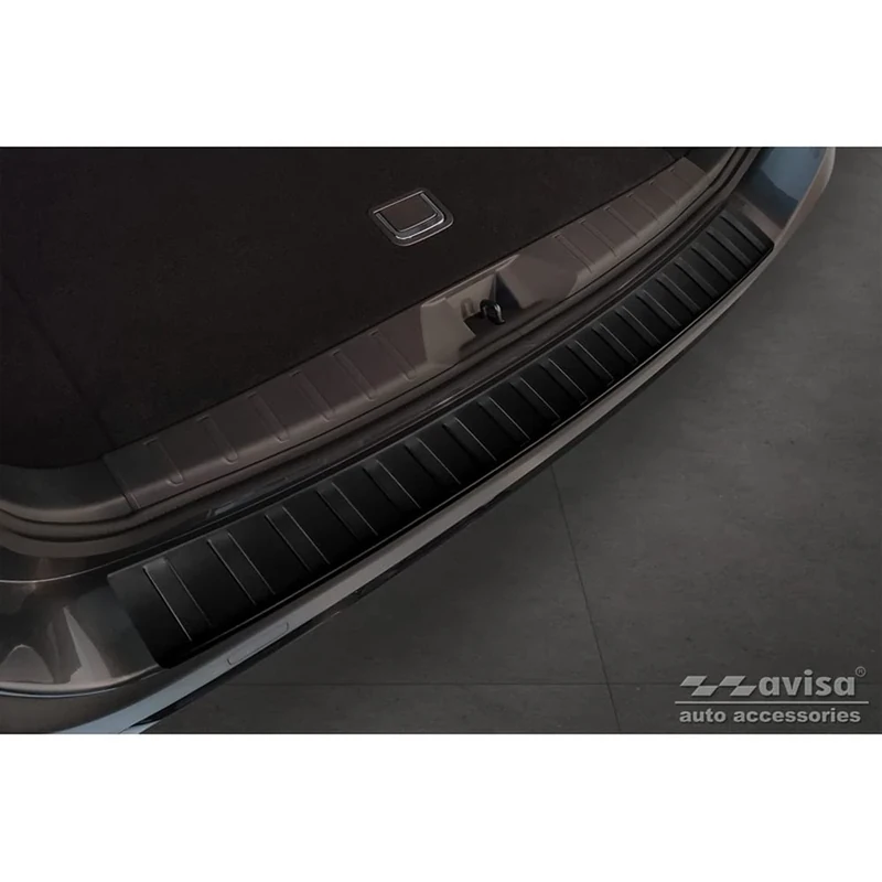 Avisa Matt Black Stainless Steel Rear bumper protector compatible with Subaru Outback (BT) 2020- 'Ribs'