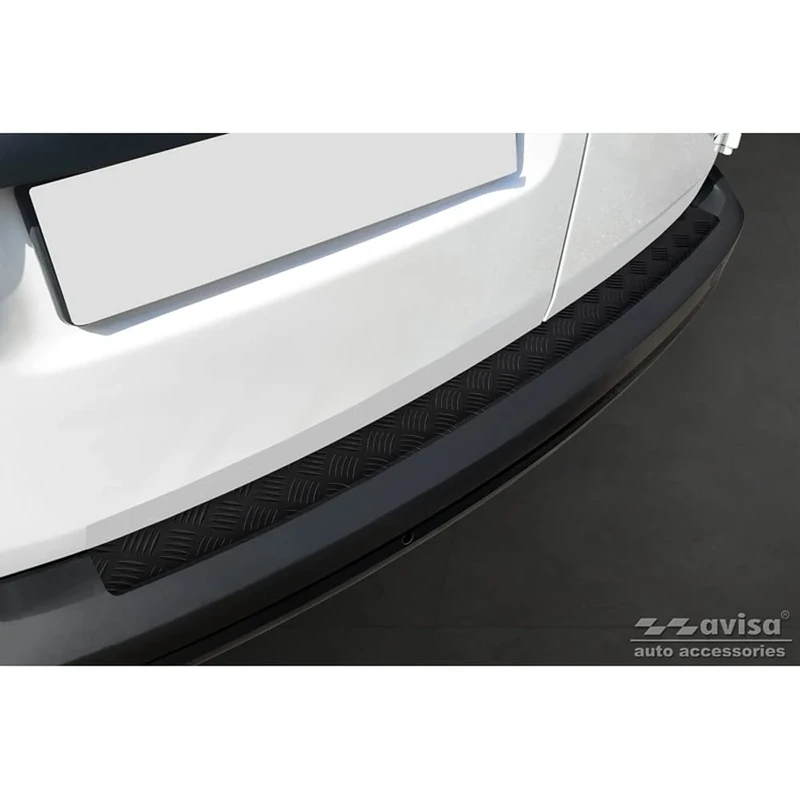 Avisa Matt Black Aluminum Rear bumper protector compatible with Volkswagen Caddy 2004-2015 & FL 2015- 'Riffled Plate'