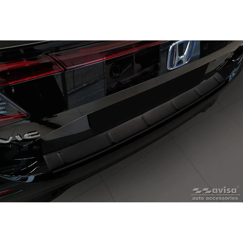 Avisa Matt Black Stainless Steel Rear bumper protector compatible with Honda Civic XI HB 2022- 'Ribs'