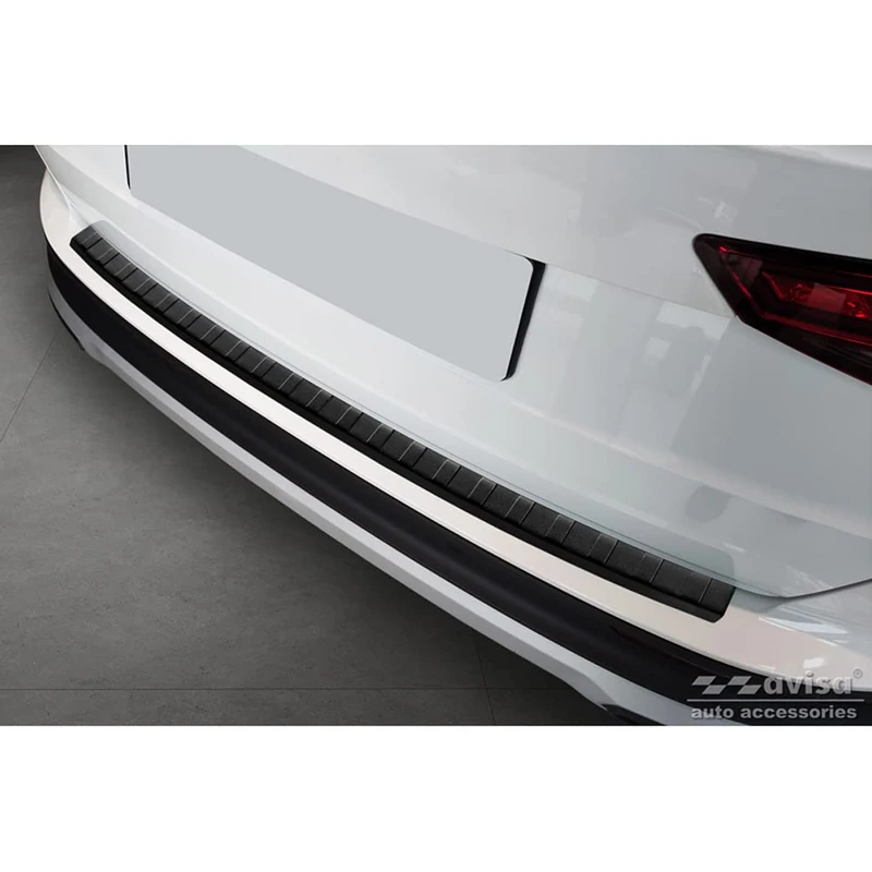Avisa Matt Black Stainless Steel Rear bumper protector compatible with Seat Ateca 2016-2020 & FL 2020- 'Ribs'