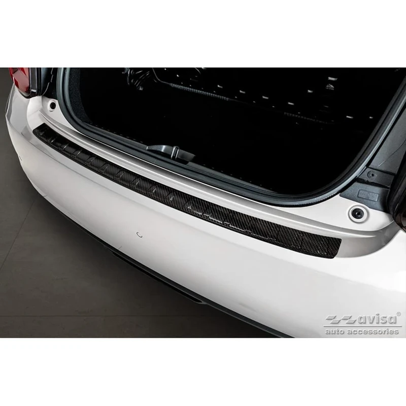 Avisa Real 3D Carbon Rear bumper protector compatible with Fiat 500e Berlina, 3+1 & Cabrio 2020- 'Ribs' - Image 1