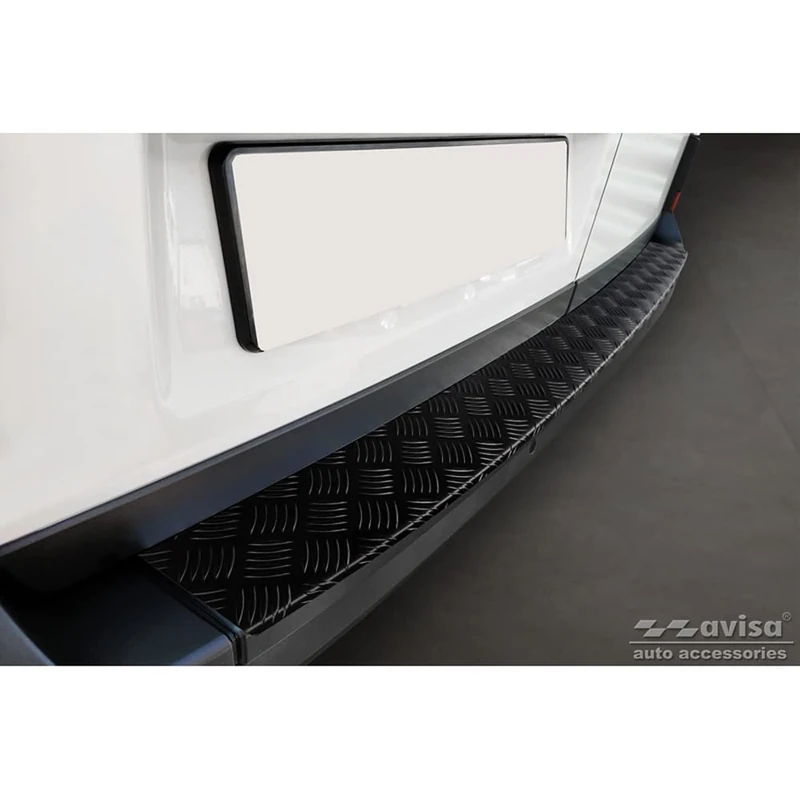 Avisa Matt Black Aluminum Rear bumper protector compatible with Volkswagen Crafter & MAN TGE 2017- 'Riffled Plate'