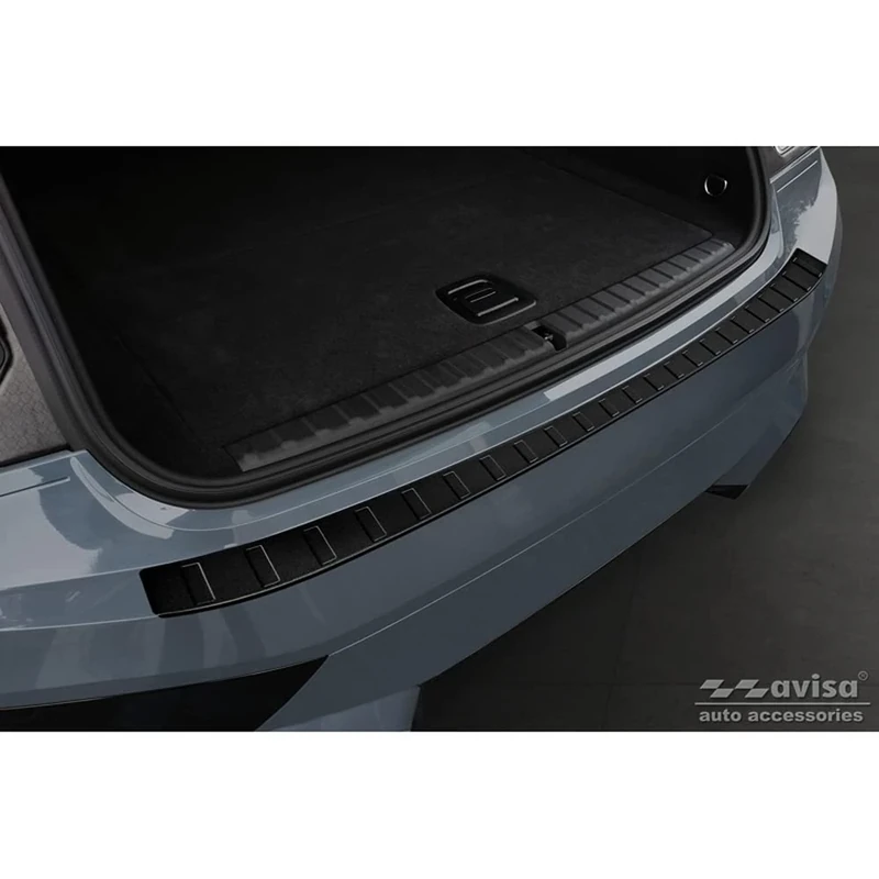 Avisa Matt Black Stainless Steel Rear bumper protector compatible with BMW iX (I20) 2021- 'Ribs'