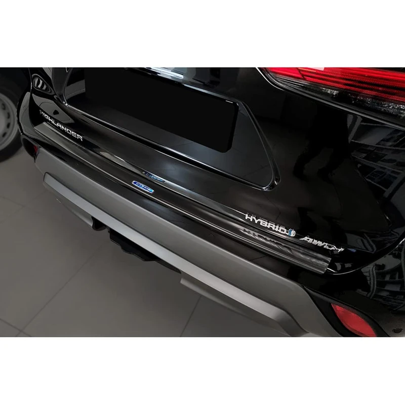 Avisa Black Stainless Steel Rear bumper protector compatible with Toyota Highlander (XU70) 2020- 'Hybrid'