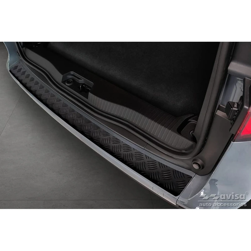 Avisa Matt Black Aluminum Rear bumper protector compatible with Mercedes Citan (W420) Box/Tourer 2021- 'Riffled Plate'