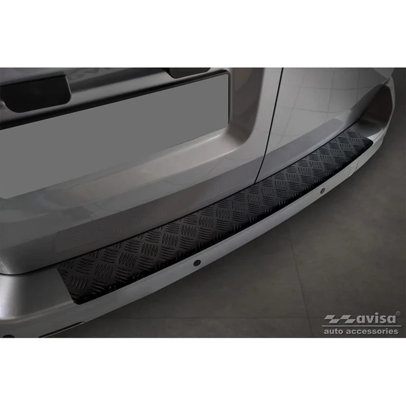 Matt Black Aluminum Rear bumper protector compatible with Citroën SpaceTourer/Jumpy & Peugeot Traveller/Expert & Toyota Proace Verso 16- & Opel Vivaro/Zafira Life 19- (models with painted bumper top)