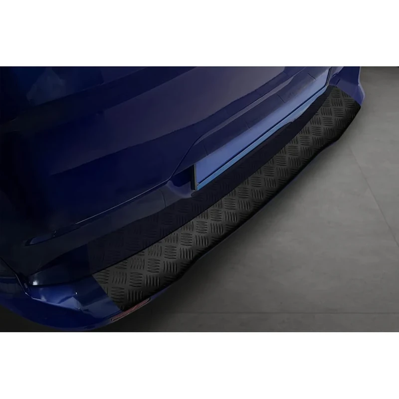 Avisa Matt Black Aluminum Rear bumper protector compatible with Ford Tourneo Courier/Transit Courier 2014- 'Riffled Plate'