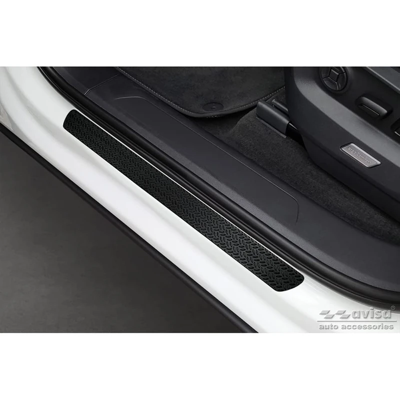 Avisa Universal Door Sill Protector Set 'Riffled Plate' Aluminium/Matte Black - 2-Pieces - 54 x 4 cm