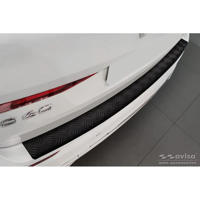Avisa Matt Black Aluminum Rear bumper protector compatible with Volvo XC60 II 2017-2021 & FL 2021- incl. R-Design 'Riffled Plate'