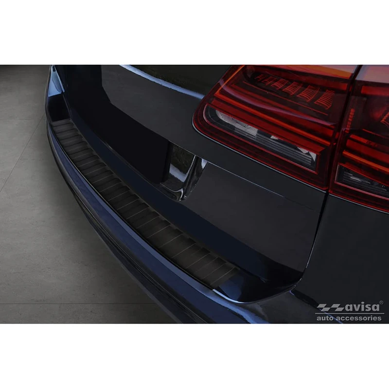 Avisa Matt Black Stainless Steel Rear bumper protector compatible with Seat Alhambra & Volkswagen Sharan II 2010- 'Ribs' - Image 1