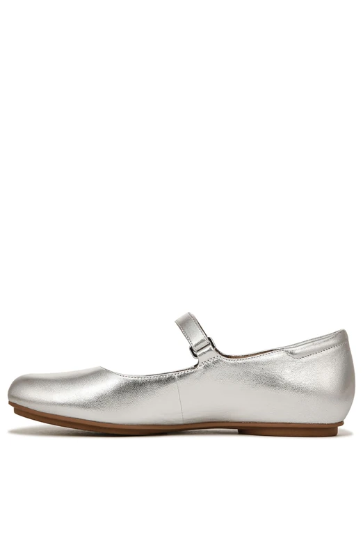 Naturalizer Women's Mary Jane Shoes - Maxwell-Mj Mary Jane, Silver Leather, UK 4, Medium Fit