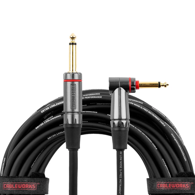 Gator Cableworks GCWH-INS-20RAQT 20-Foot Quiet Instrument Cable Straight to Right Angle for Guitar Bass Audio