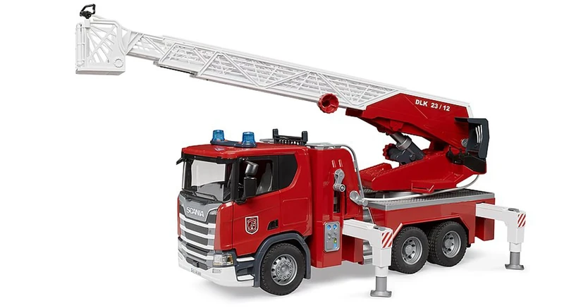 Bruder 03591 – Scania Super 560R Fire Brigade Vehicle with Rotary Ladder, Water Pump, Light & Sound Module – 1:16 Scale Emergency Vehicle Toy