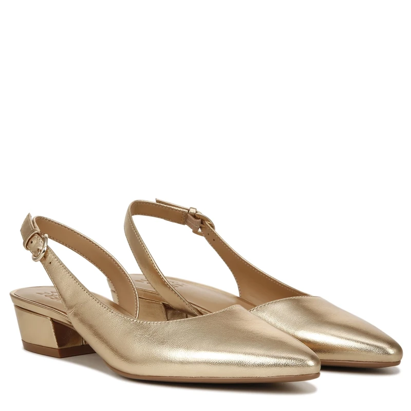 Naturalizer Womens Banks Slingback, Wide Fit, Dark Gold Metallic Leather, UK 6