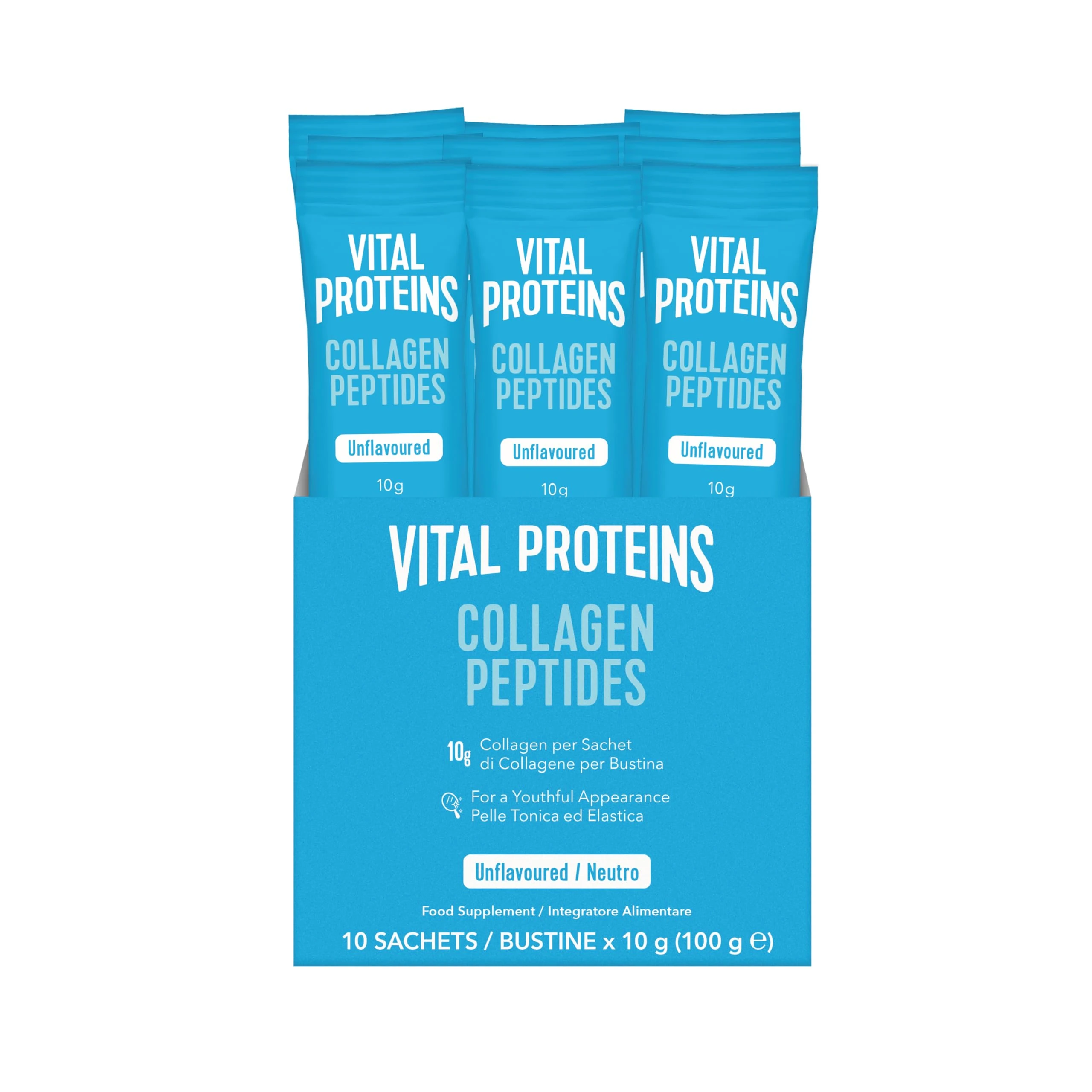 Vital Proteins Collagen Peptides, Powder Collagen Supplements in Travel Packs, Unflavoured, Skin Hair Nail Joint Health 10g per Serving 10 Packets (10ct per Box)