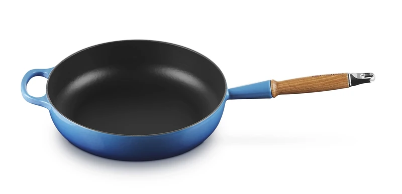 LE CREUSET Signature Azure Blue 20259282200422 Cast Iron Saute Pan with Wooden Handle 28 cm
