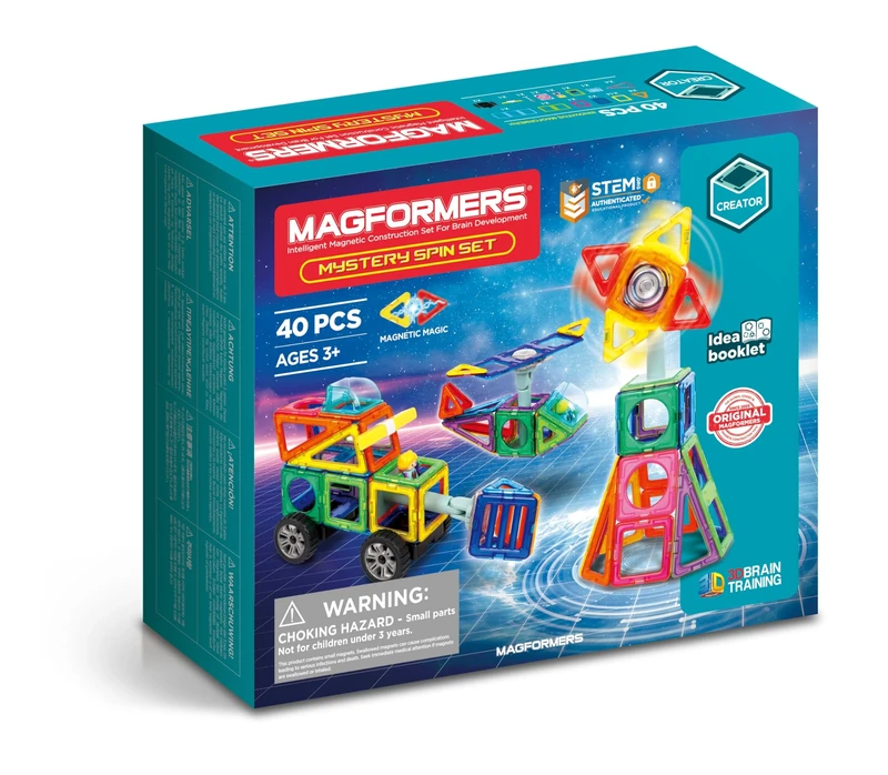 MAGFORMERS Mystery Spin Set 40 Pieces, Magnetic Building Blocks Construction Toy, Colourful 3-99 Years, 279-18