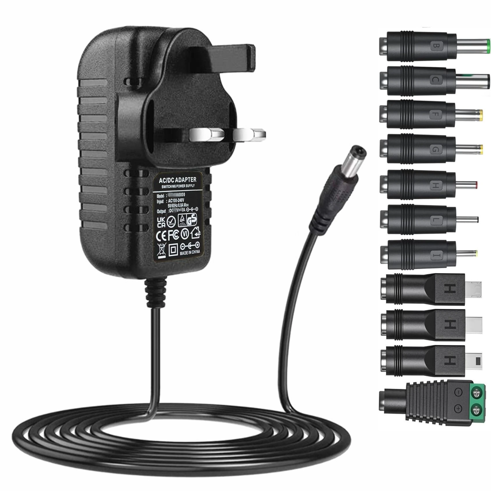 SZZKtech 5V AC Adapter DC5V 3A Power Supply charger With 11 DC Plug Tips AC230V to DC5V 3Amps 2.5A 2A 1.5A power adapter 5 volt ac dc Adapter for CCTV Camera Baby Monitor Graco Swing TV box