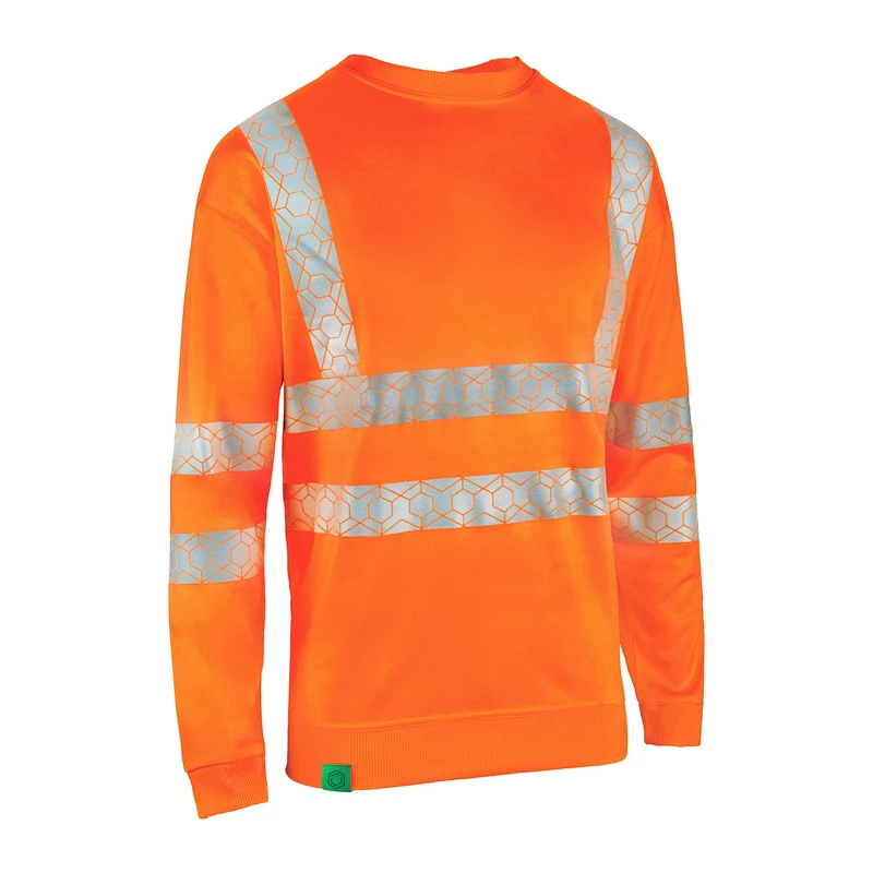 Beeswift Envirowear Orange Hi-Vis Sweatshirt Unisex Reflective Sustainable Circular Process Safety PPE Workwear - 5X-Large