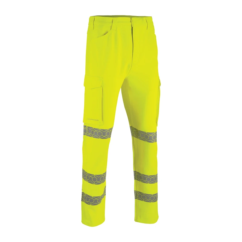 Beeswift Envirowear Saturn Yellow Hi-Vis Trouser Unisex Reflective Sustainable Circular Process Safety PPE Workwear - 32-Short