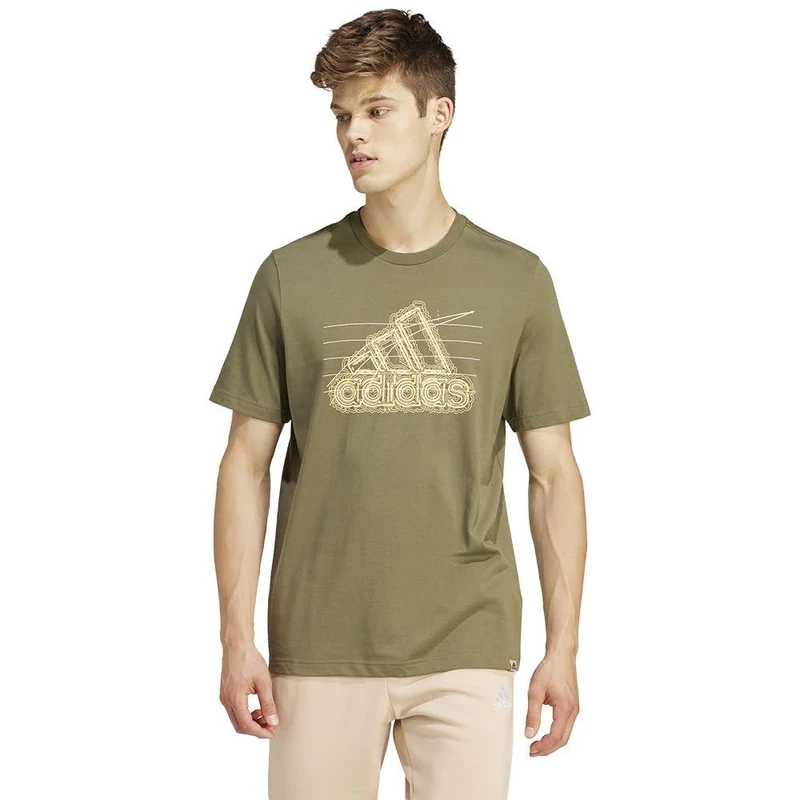 adidas Men's Growth Badge Graphic Tee, Olive strata, L