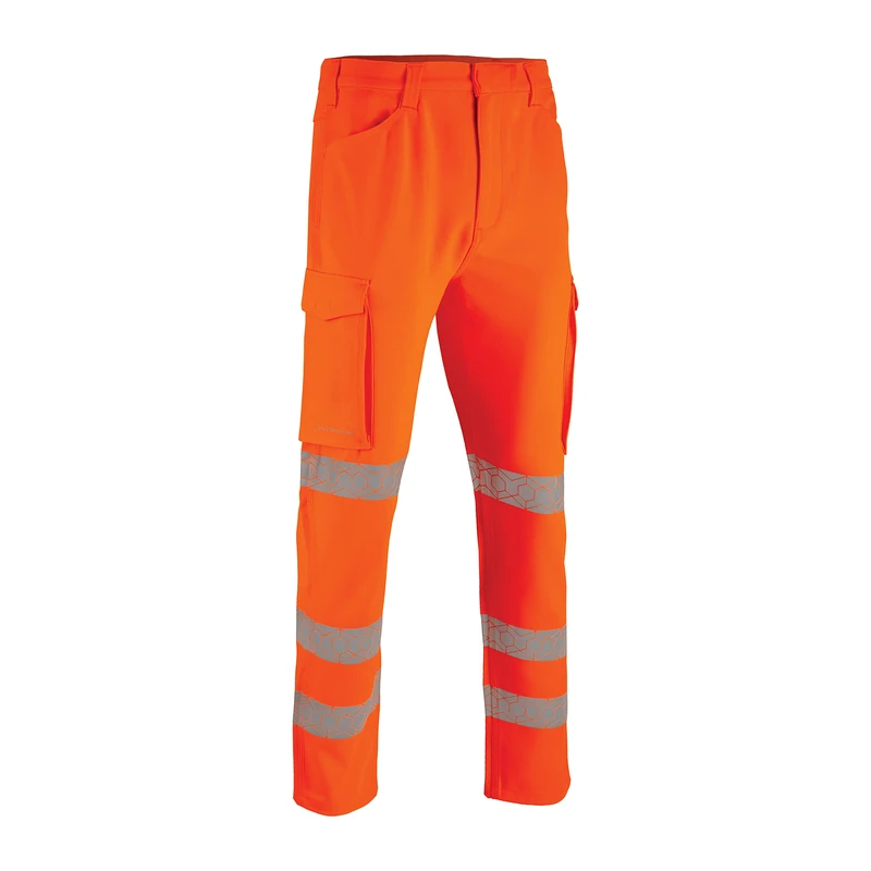 Beeswift Envirowear Orange Hi-Vis Trouser Unisex Reflective Sustainable Circular Process Safety PPE Workwear - 42-Short