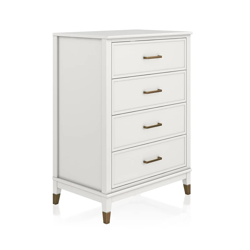 DHP Furniture Westerleigh 4 Drawer Dresser, White