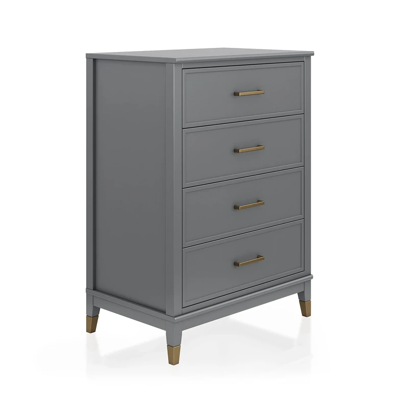 DHP Furniture Westerleigh 4 Drawer Dresser, Graphite Grey