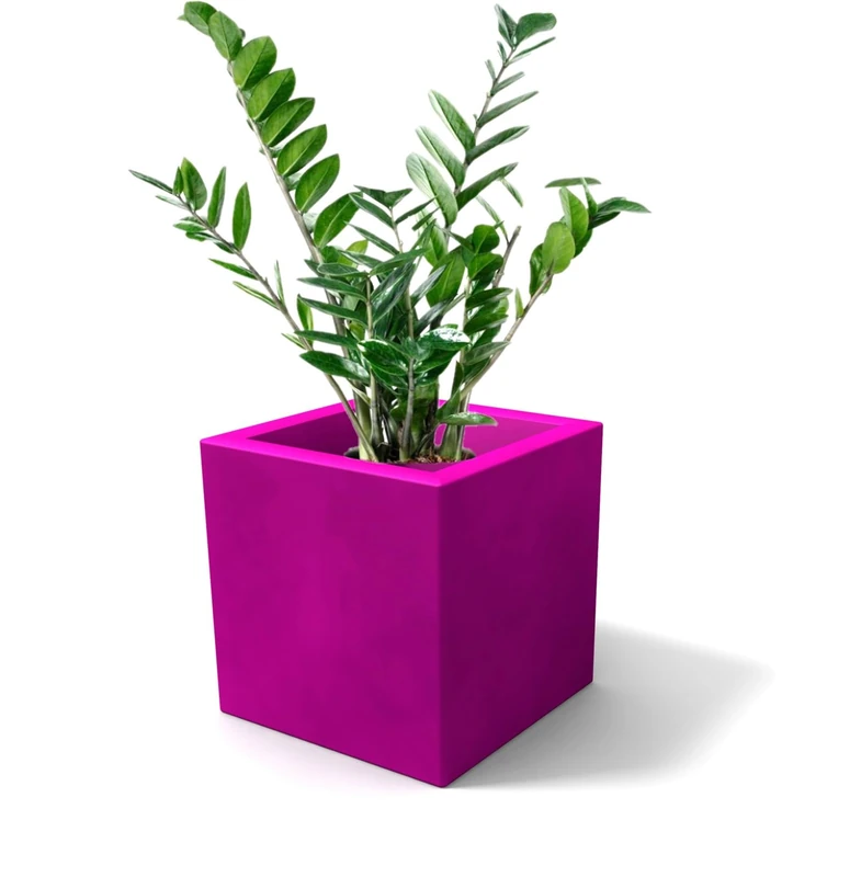 Kloris Cube Modern Square Planter Model Ellenico 45 Polyethylene Col. Fuchsia Purple 45 x 45 cm Height 45 cm Made in Italy - Image 1