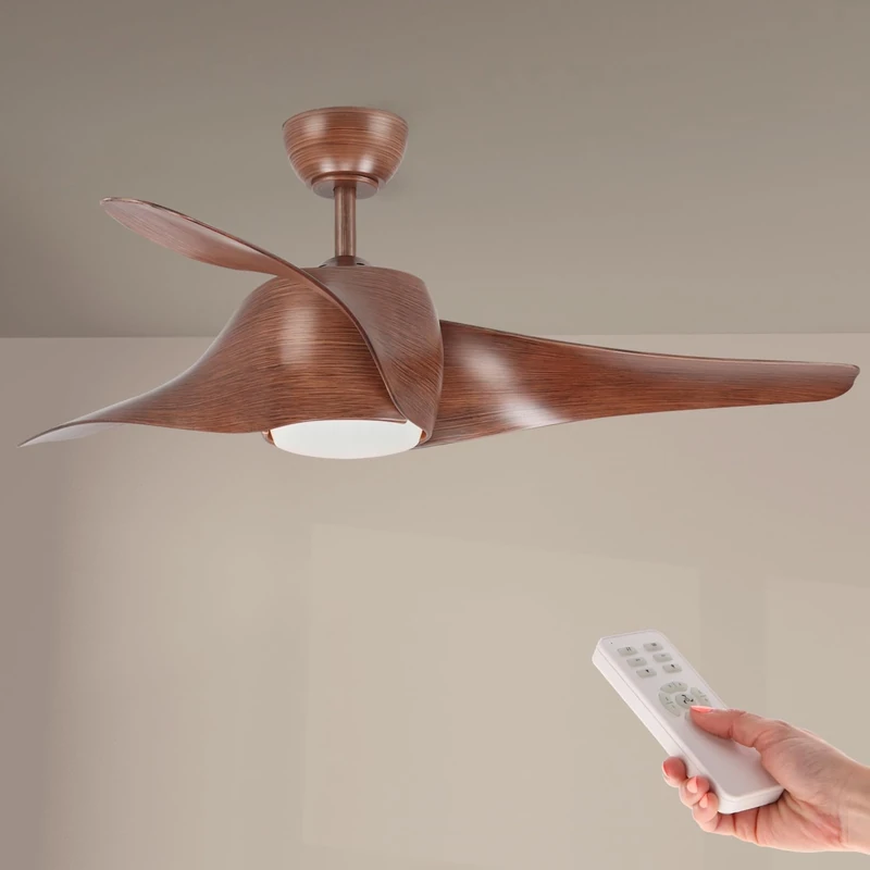 M Ledme - LM8081 LED Ceiling Fan with Light and Remote Control, Low Power Consumption, DC Motor, 8 Speed, Quiet, 3 Blades, Winter Summer Mode, LM8081