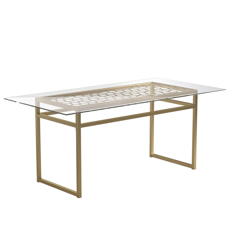 DHP Furniture Juliette Dining Table, Brass - Image 1