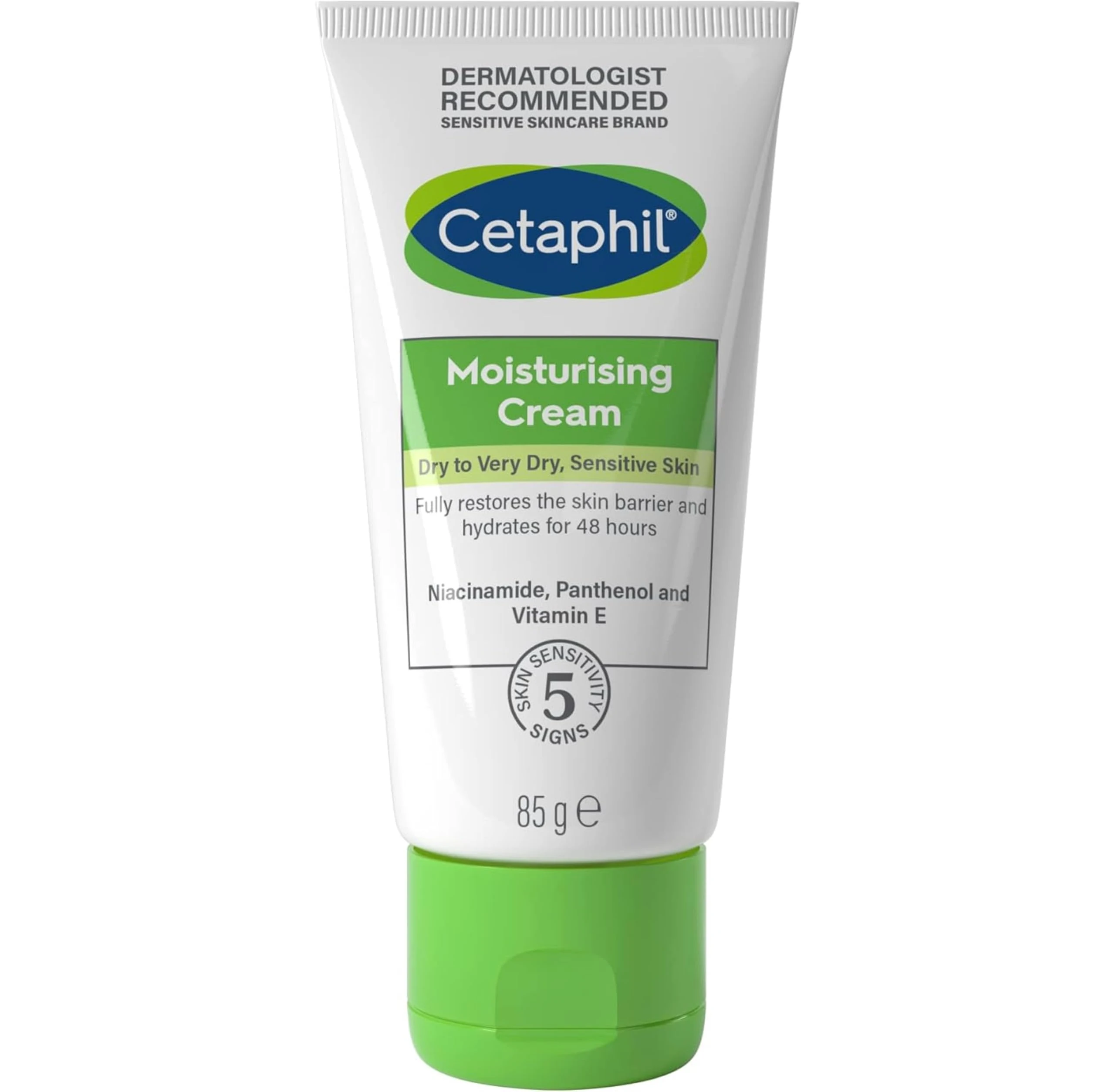 Cetaphil Moisturising Cream for Face, Hand & Body, Travel size, Moisturiser for Dry and Sensitive Skin, 85g, With Niacinamide & Vitamin E