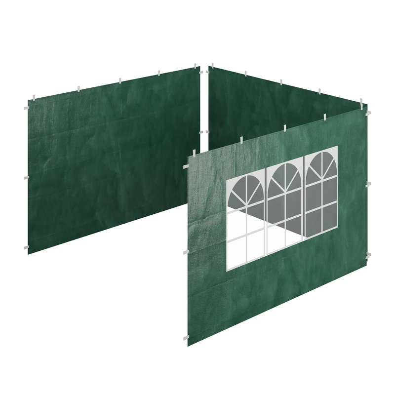 Relaxdays Gazebo Side Panels - 3x Set, Green, 3x3m, Waterproof