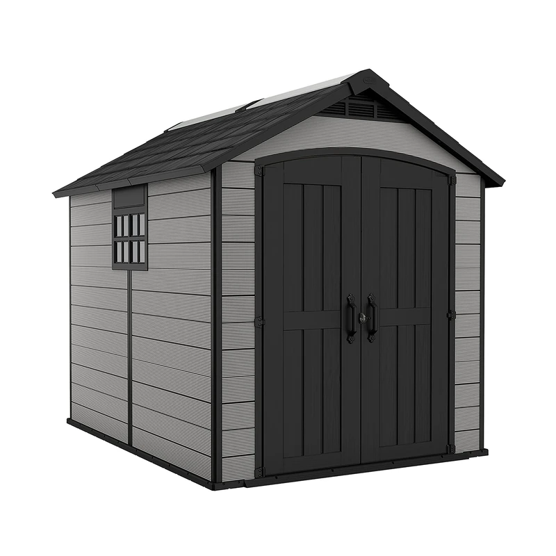 Keter Premier Apex Outdoor Garden Storage Shed Grey 7.5x9 ft