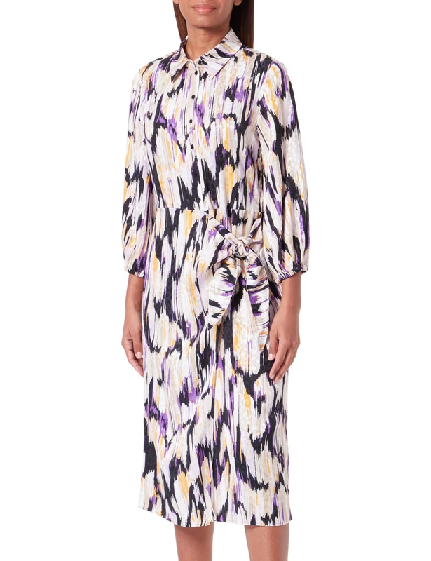 GERRY WEBER Women's 280001-31500 Dress, Ecru/White/Purple/Pink Print, 14