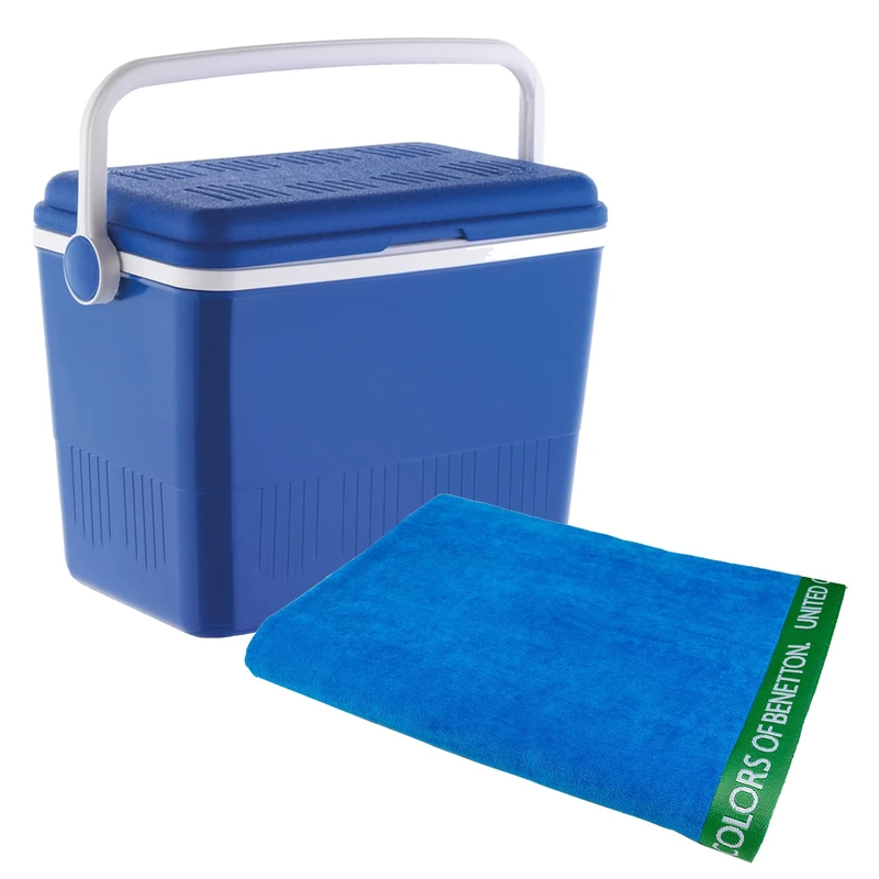 Fridge 42 Litres + Beach Towel 90 x 160 cm 380gsm Velour 100% Cotton Blue - Image 1