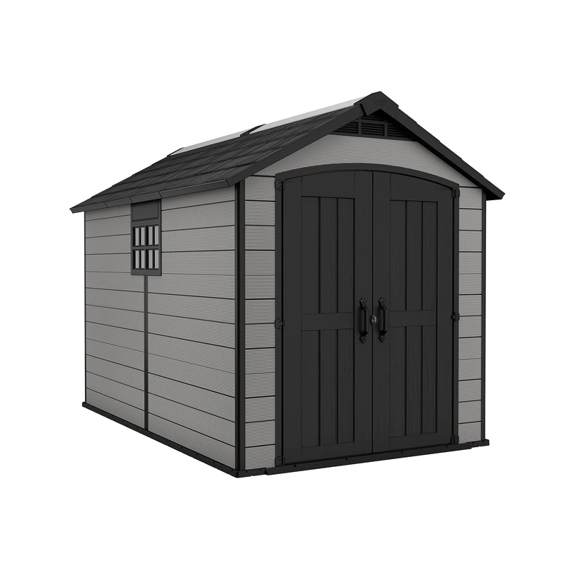 Keter Premier Apex Outdoor Garden Storage Shed Grey 7.5x9 ft