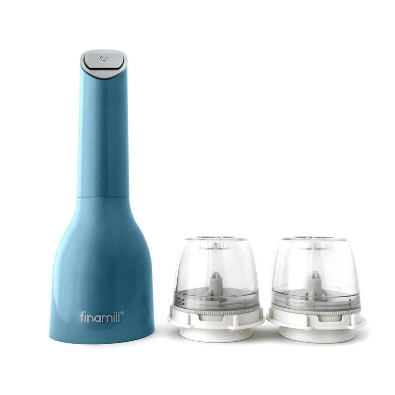 FinaMill Award Winning Battery Operated Pepper Mill & Spice Grinder in One, Adjustable Coarseness, Ceramic Grinding Elements, One Touch Operation with LED Light, Includes 2 Quick-Change PROPlus Pods