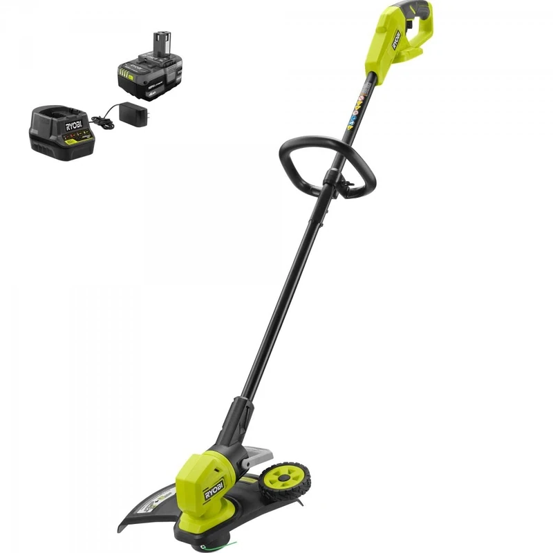 RYOBI ONE+ 18V 13 in. Cordless Battery String Trimmer/Edger with 4.0 Ah Battery and Charger Green