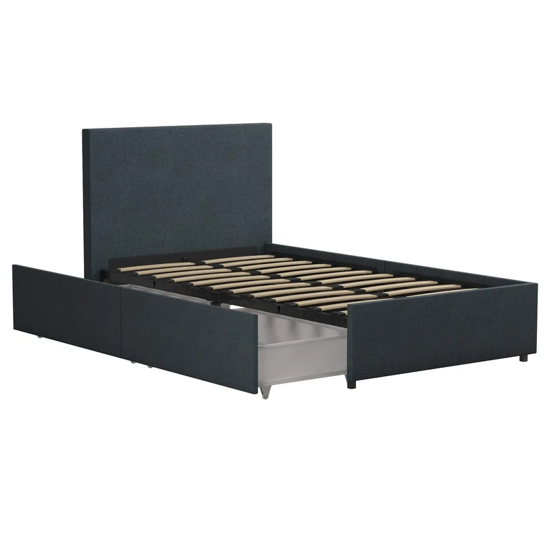 Novogratz Kelly Bed Storage Navy Linen Single