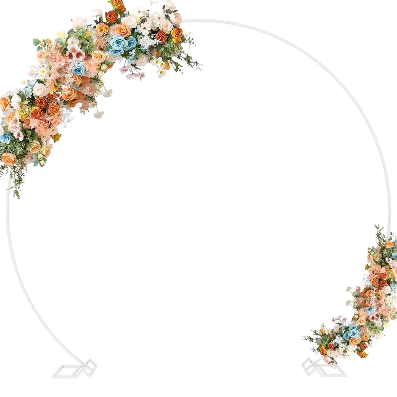 Wokceer 9.2FT Wedding Arch Round Backdrop Stand Wedding Arches for Ceremony Circle Balloon Arch Stand Frame Anniversary Birthday Party Valentine Celebration White - Image 1