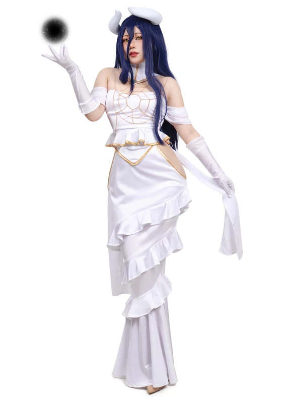 C-ZOFEK Women Anime Cosplay Dress Off the Shoulder Costume Outfit Full Set Goddess Prom White Fishtail Dress, White, Medium